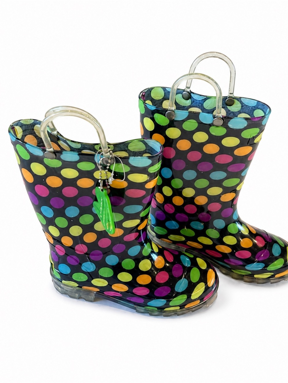 Western Chief Kids Multicolor Polka Dot Light up Sole Rain Boots Sz 11